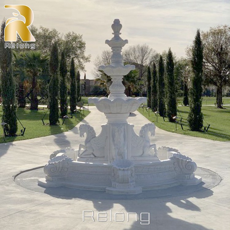 hand carved marble outdoor fountain-Relong Art Sculpture .