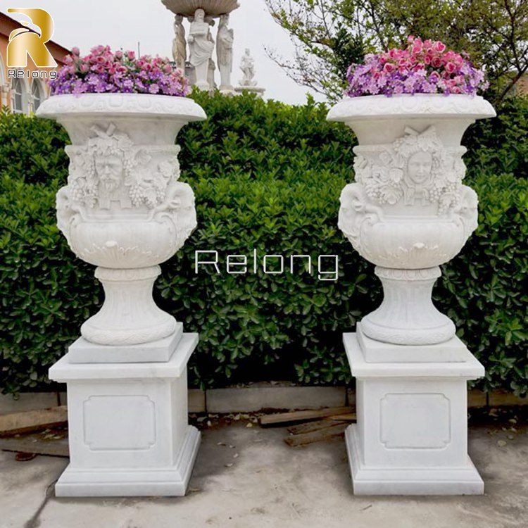 Marble Planter with Figure for Garden Decor