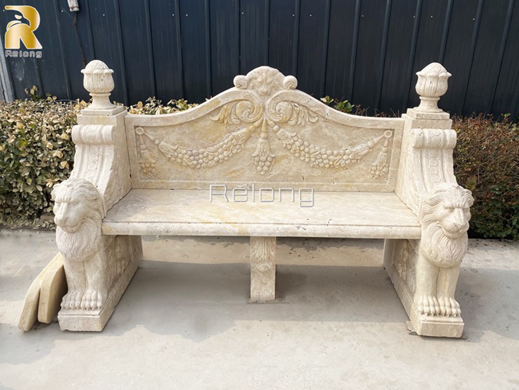 beige marble bench foroutdoor decor