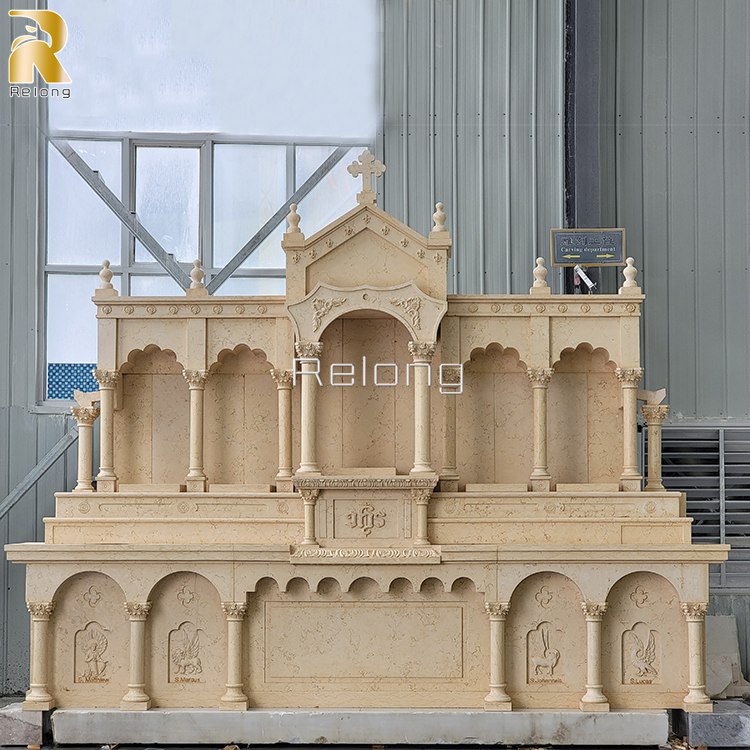 Catholic Beige Marble Altar Table for Church Wholesale RLMA-001