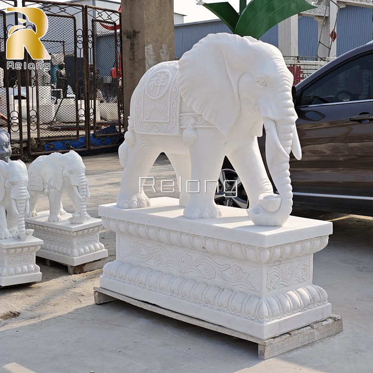 Outdoor Large White Marble Elephant Statue Wholesale MES-001