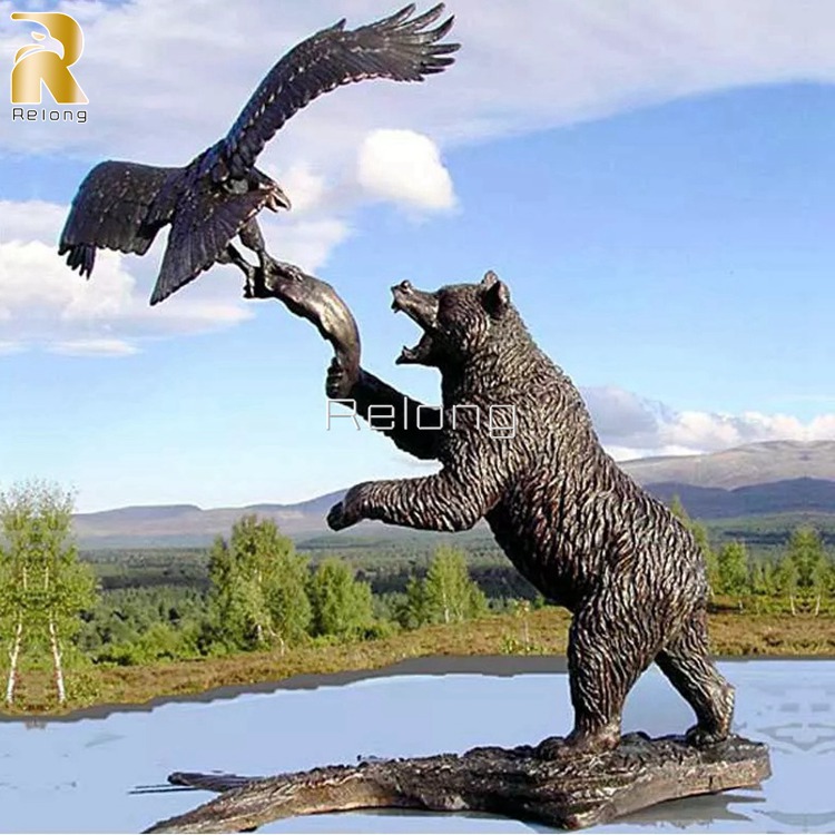 Life Size Bronze Bear with Eagle Statue for Sale RBBR-001