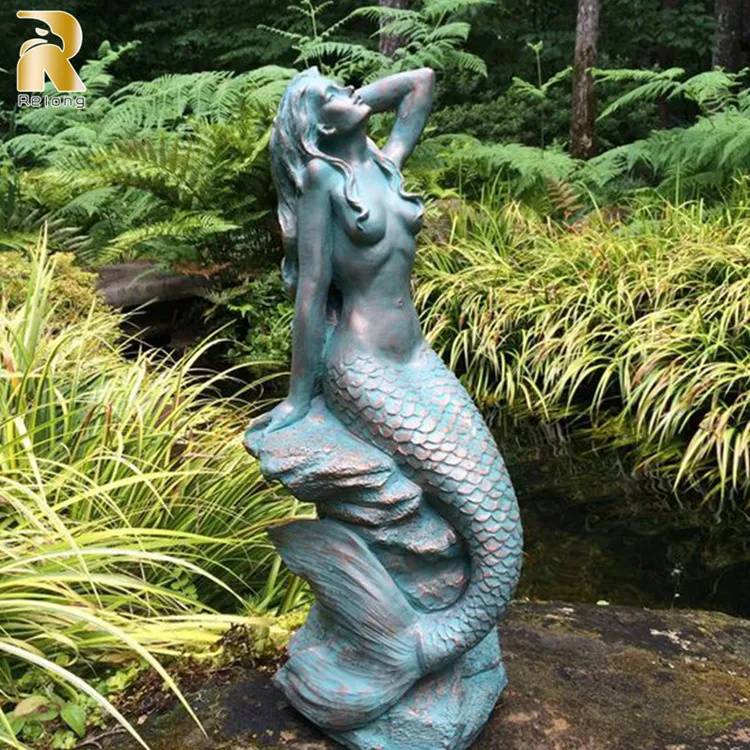 life size classic bronze mermaid statue