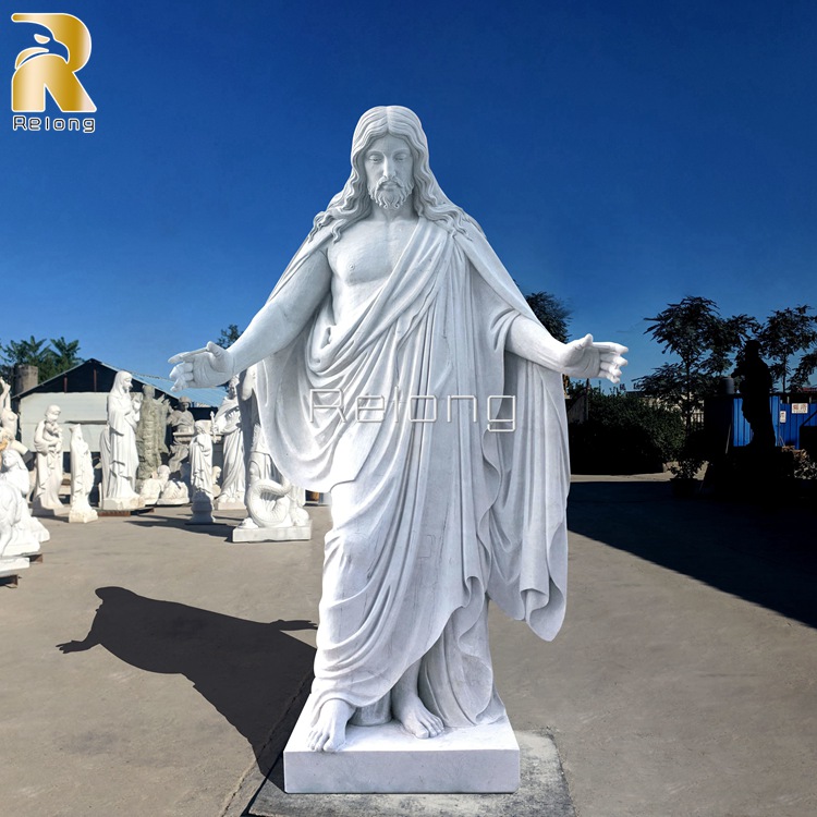 Holy White Marble Jesus Statue for Church And Home Decor RMRJS-001