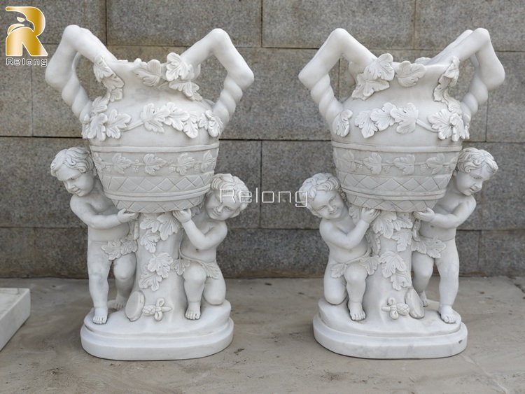 marble flower pot with churb