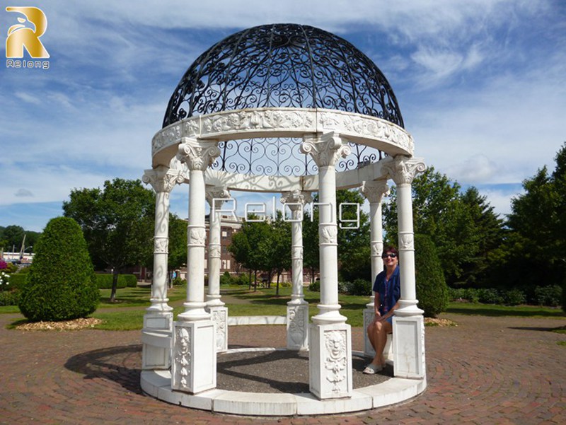 marble gazebo with beautiful greek figures-Relong Art Sculpture