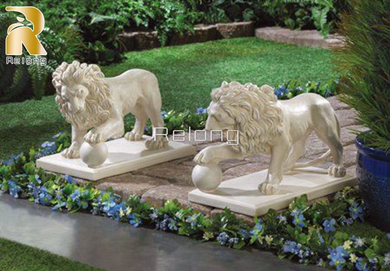 natural marble lion statue-Relong Art Sculpture