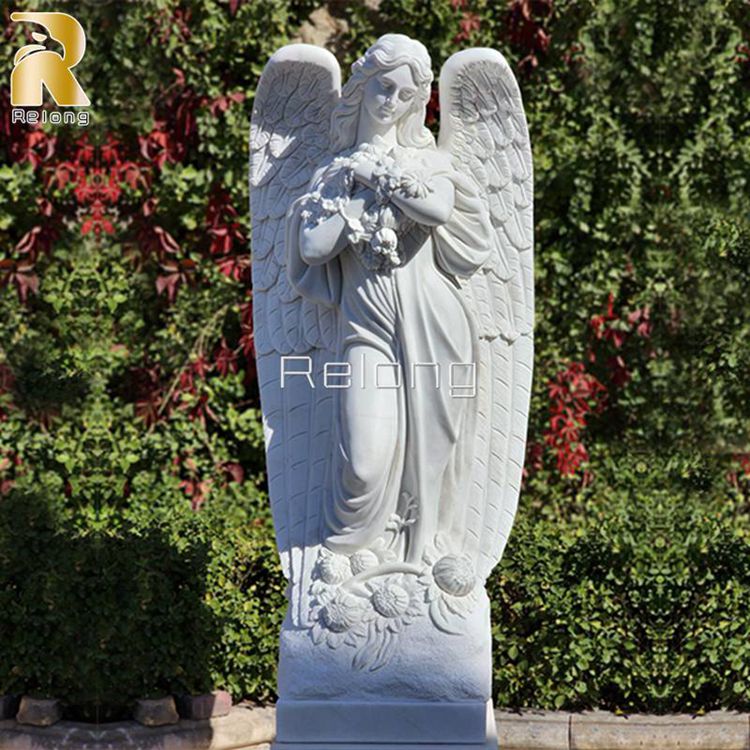 Life-size White Marble Angel Statue Manufacturer MAS-001