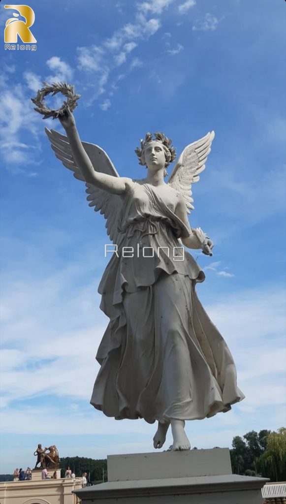 natural white marble angel statue for garden-Relong Art Sculpture