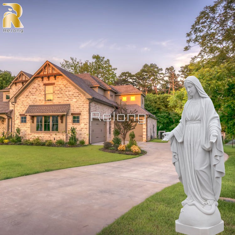 outdoor white virgin mary statue