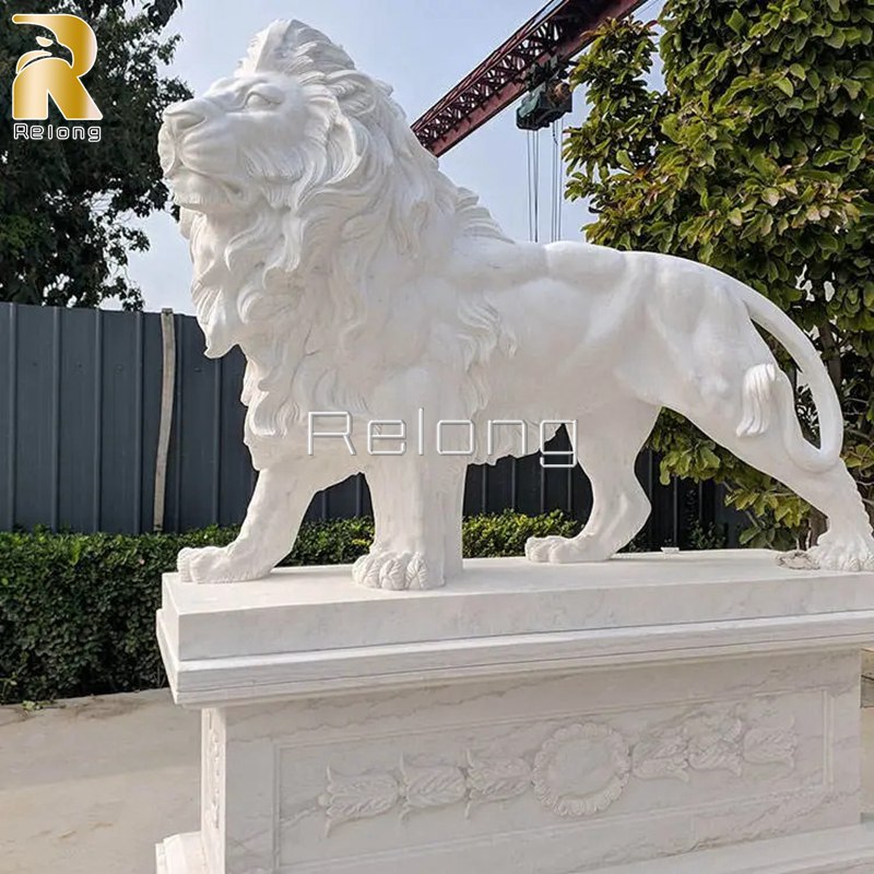 pair of resting lion statue-Relong Art Sculpture