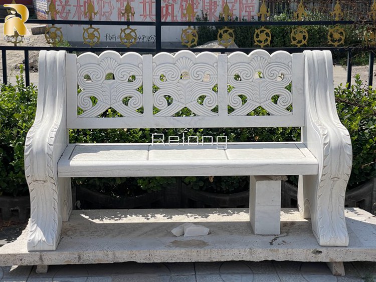 simple white marble bench of Relong sculpture