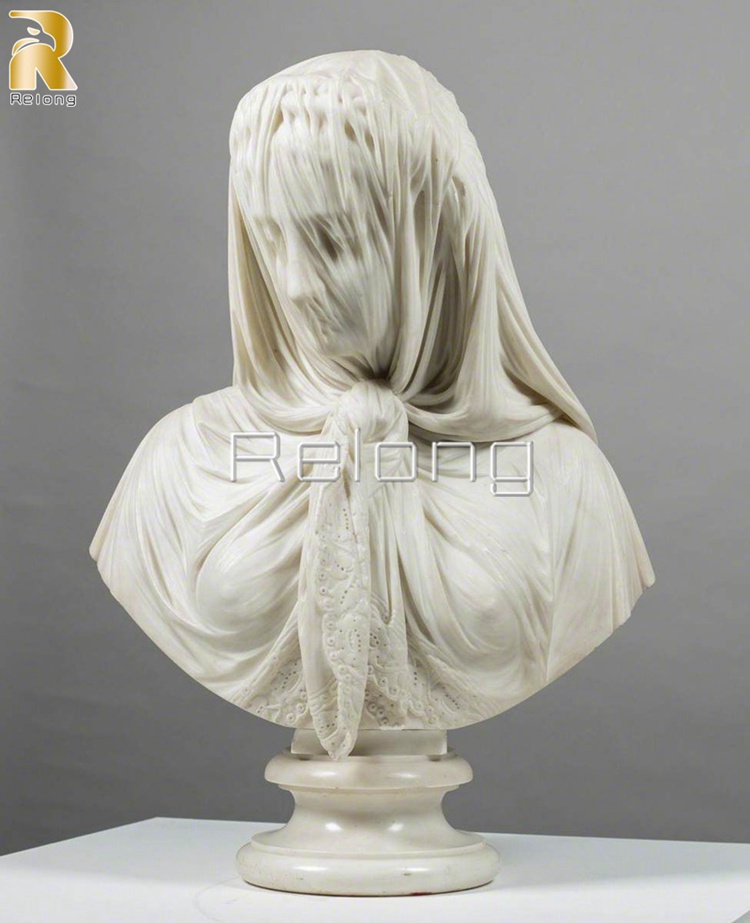 Classic Marble Bust of Veiled Lady Statue - Relong Art Sculpture