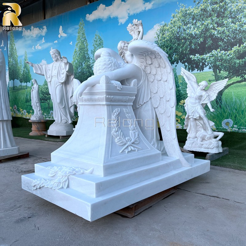 white marble angel tombstone design