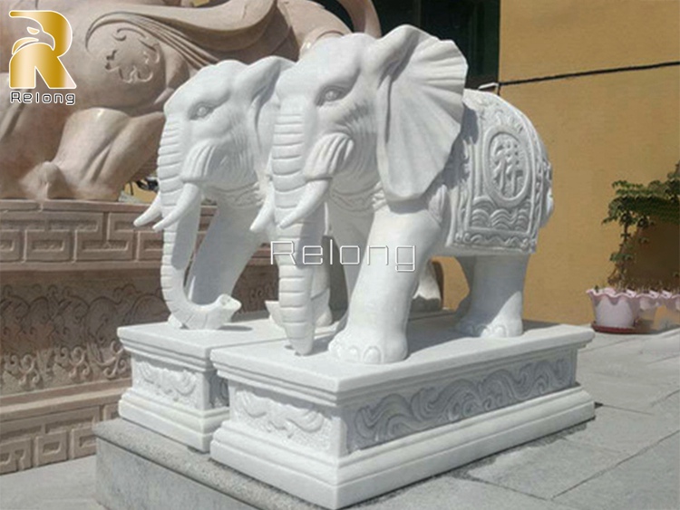 white marble elephant sculpture-Relong Art Sculpture