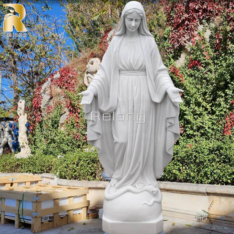 White Marble Blessed Virgin Mother Mary Statue Manufacturer RLMVS-001
