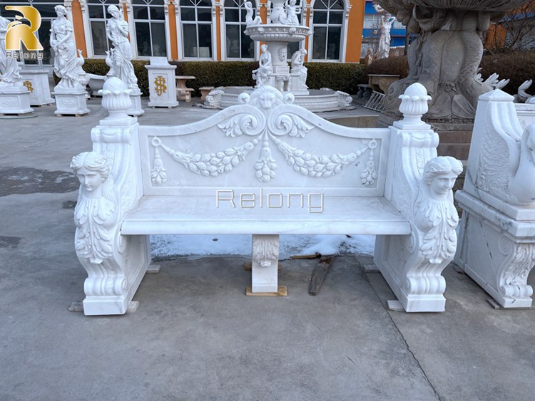 white outdoor marble bench