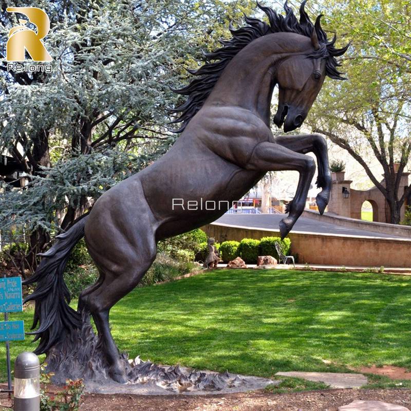 Copper Jumping Horse Sculpture