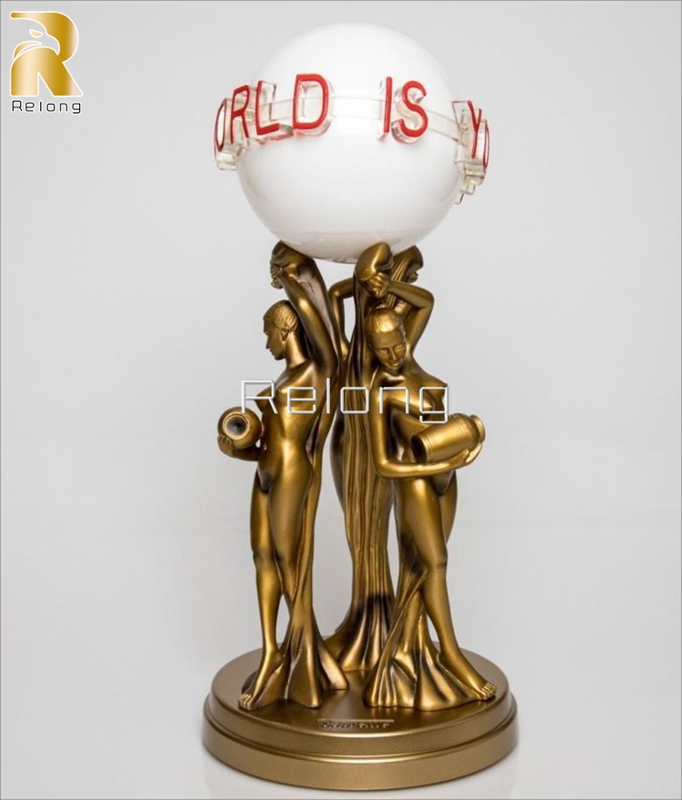 Golden The World is Yours Sculpture - Relong Art Sculpture