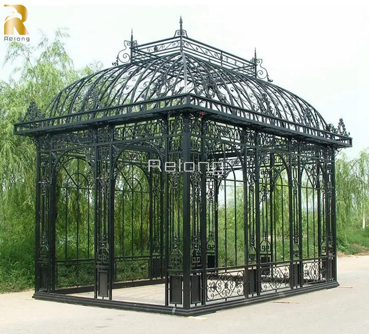 black wrought iron wedding gazebo