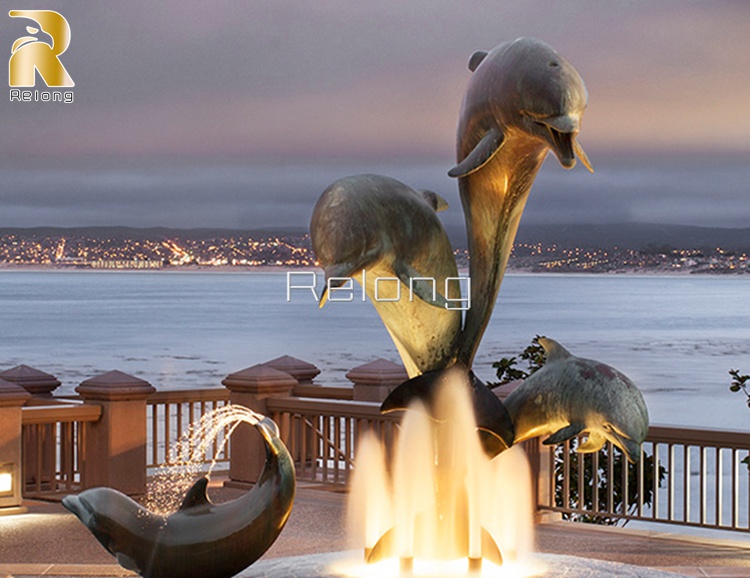 bronze dolphin statue-2
