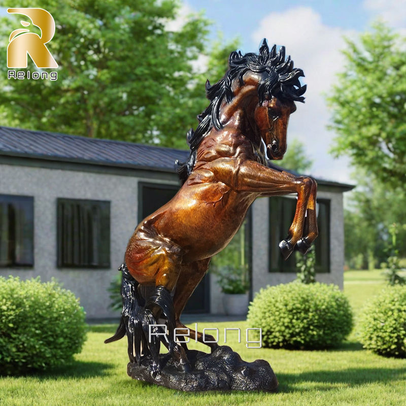 life size bronze rearing horse statue for lawn decor