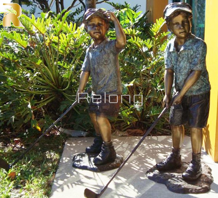 Best-Selling-Bronze-Golf-Statue-Life-Size-Bronze-Sculpture-of-Boy-Golfer