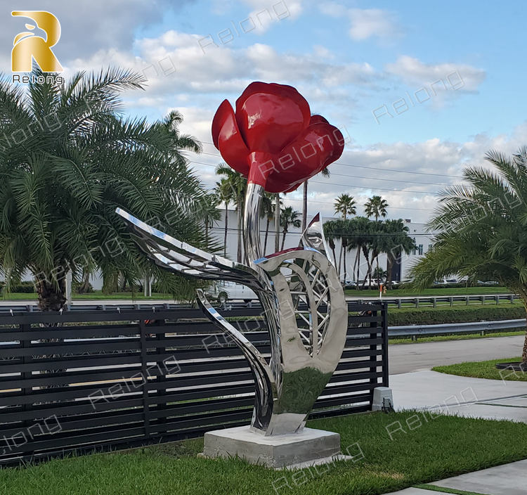 Stainless steel rose sculpture-1