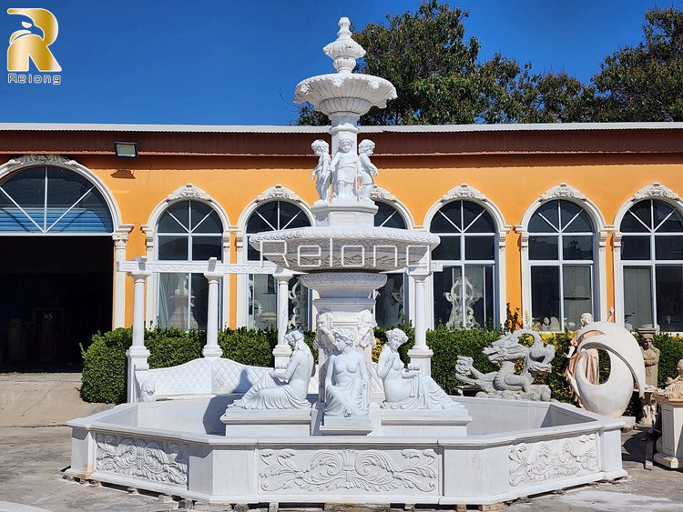 high-quality white marble fountain