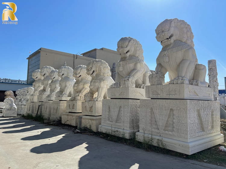 marble foo dogs for sale-1