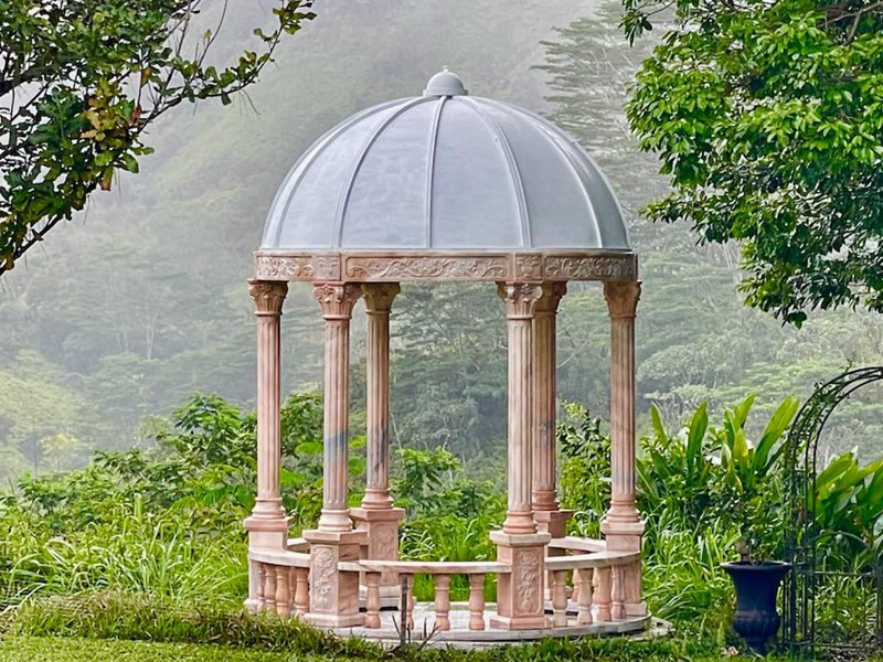 beautiful sunset red marble gazebo for hawaii clients finished in 2023.4.4