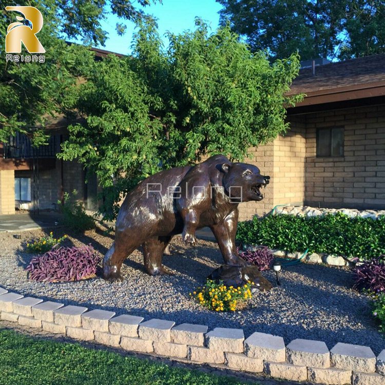 bronze grizzly bear statue