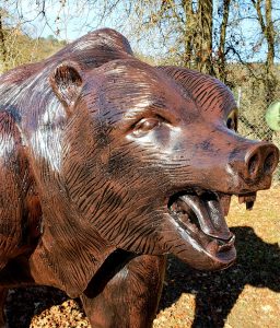 details of the life size bronze bear statue