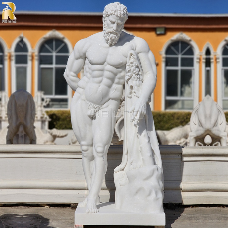 Hand Carved Large Marble Greek Hercules Statue for Sale RMSC-003