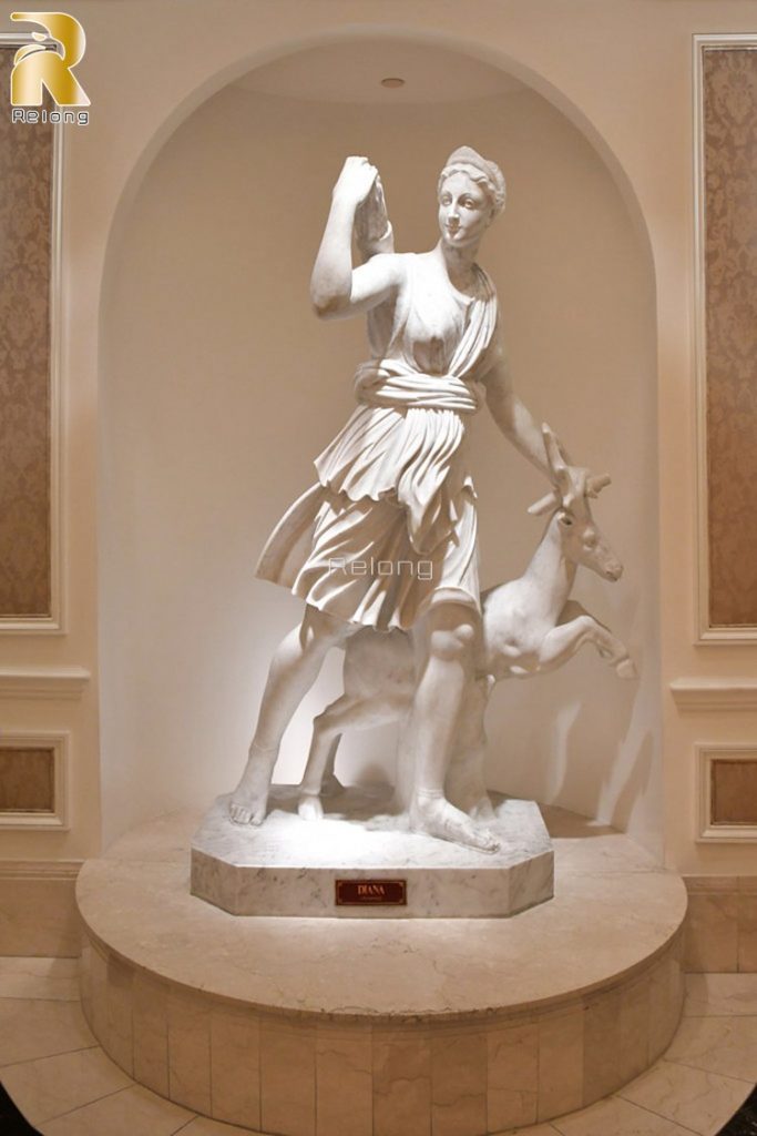 marble diana the huntress garden statue