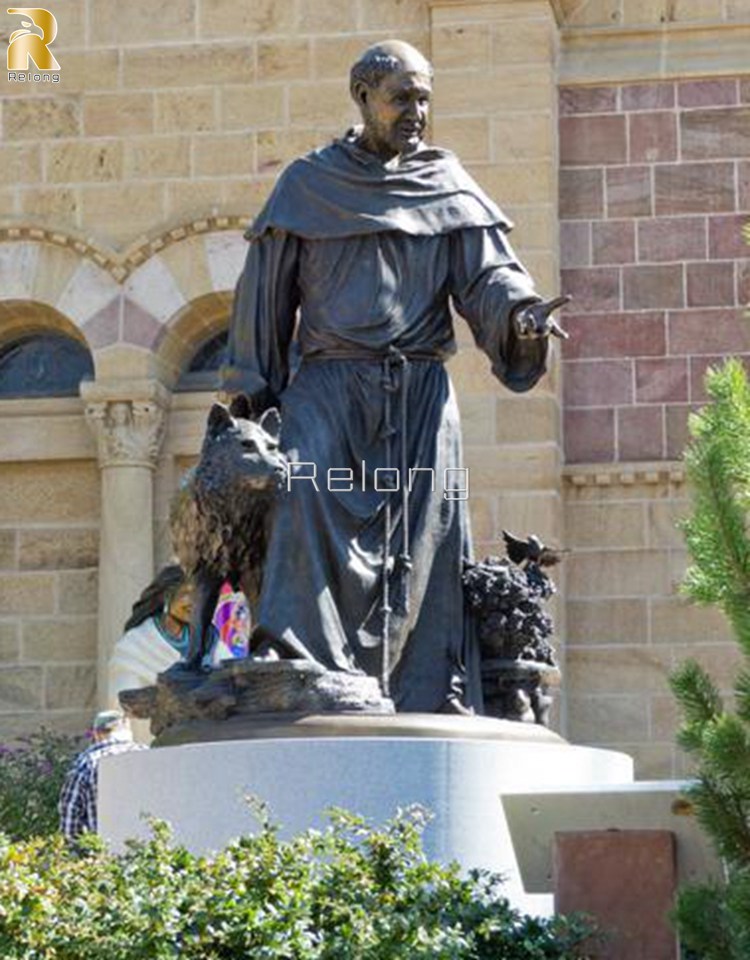 outdoor st. francis bronze statue