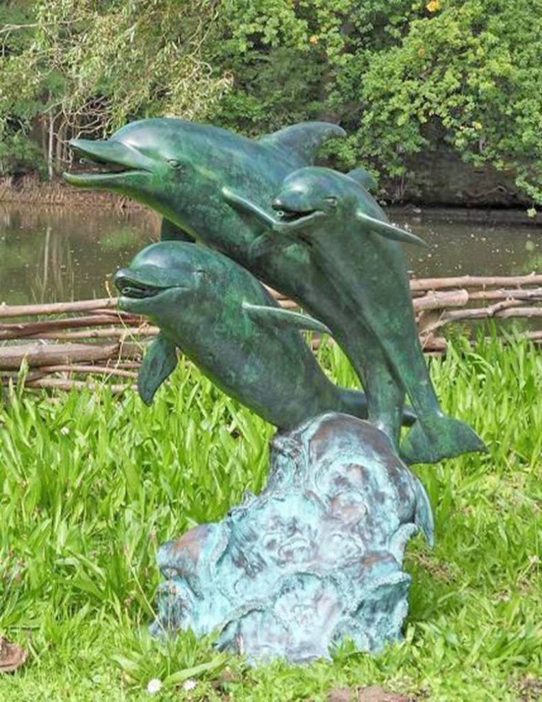 bronze dolphin lawn decor