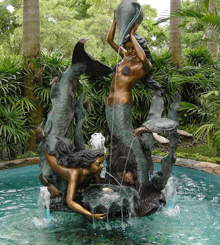 bronze mermaid garden statue