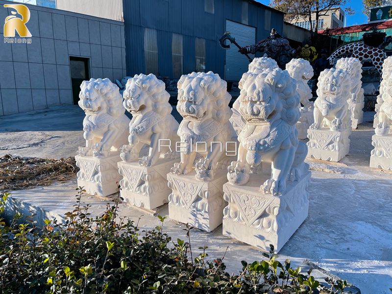 outdoor marble foo dogs statues