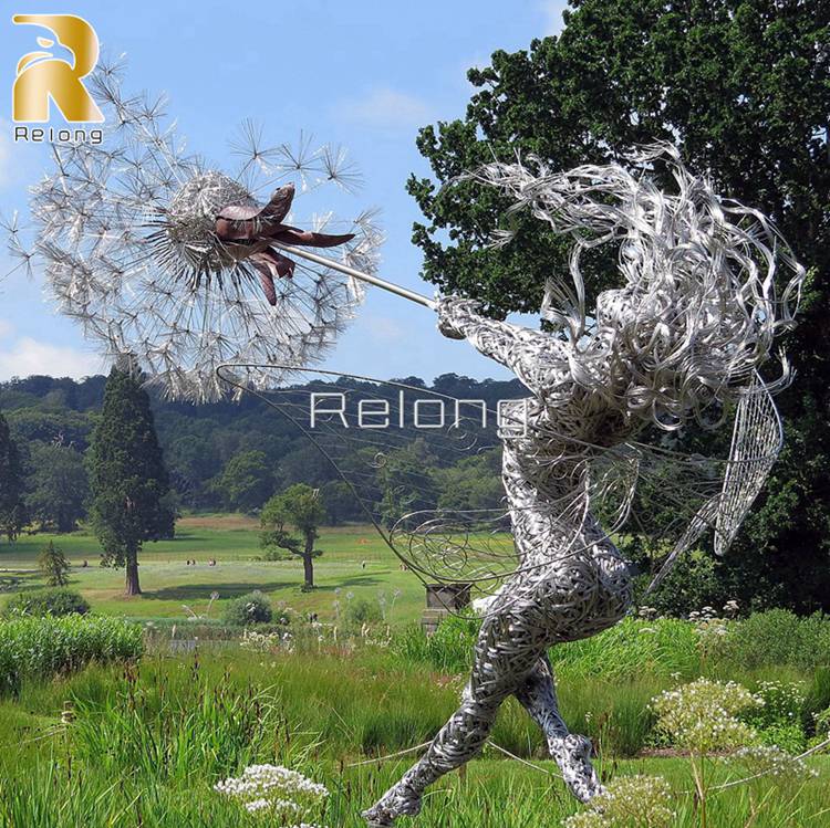 wire fairy sculptures for the garden,