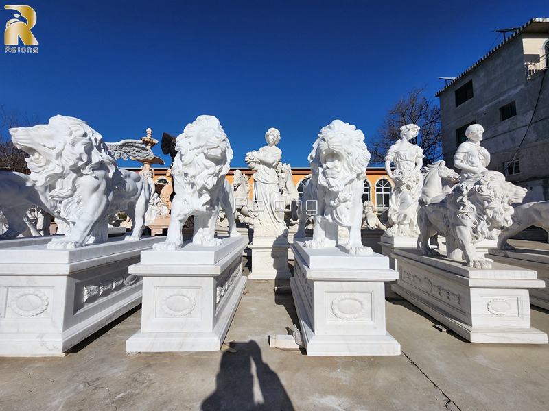 Relong factory marble lion dispaly