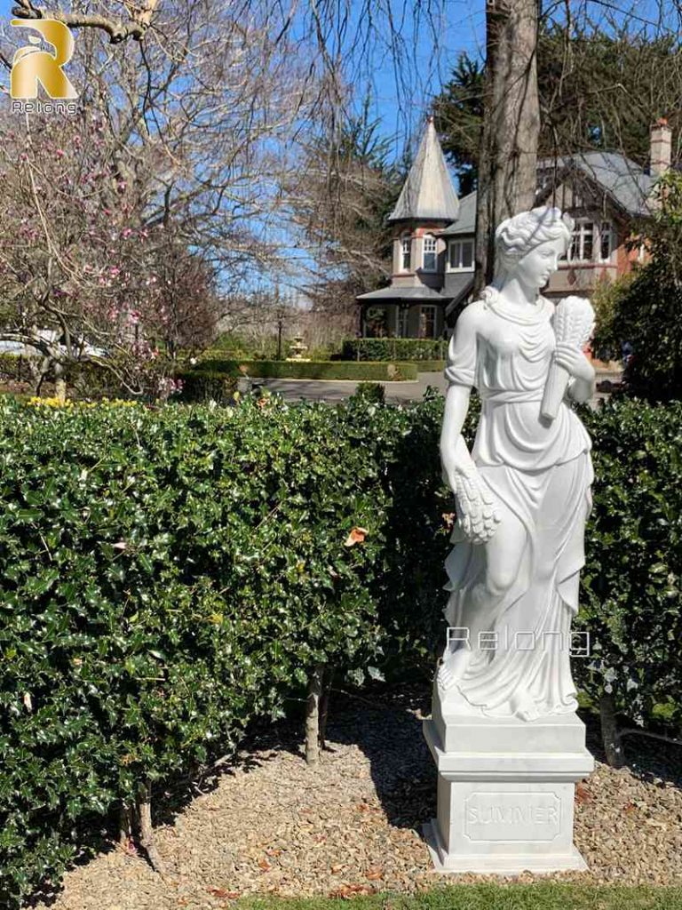 beautiful white marble four season statue garden decor