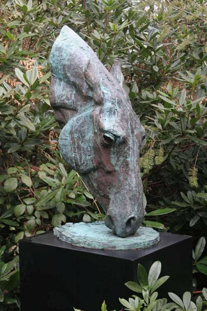 bronze horse head sculpture