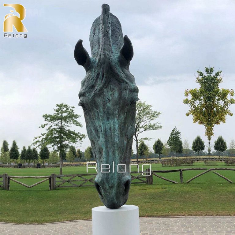 bronze horse head sculpture for outdoor decor (2)