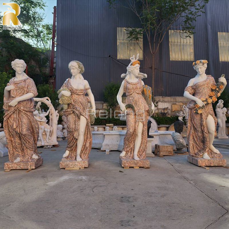 Hand Carved Greek Marble 4 Season Ladies Statues RMFSS-005