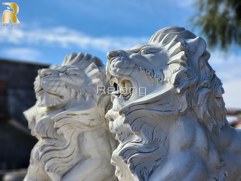 detailed marble lion statue