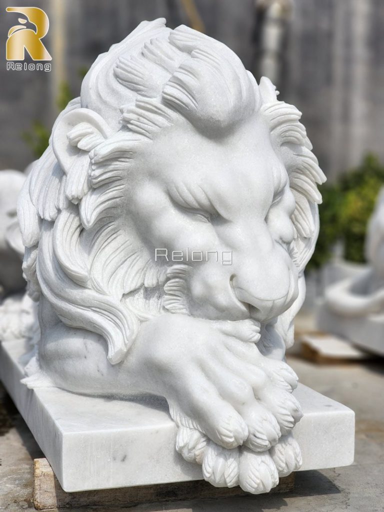 exquisite white marble lion