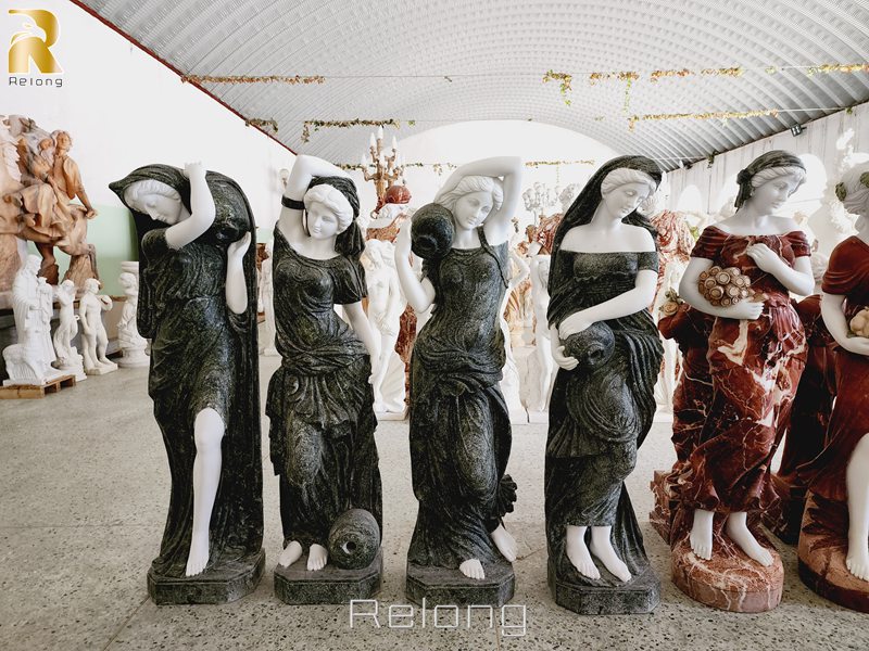 hand carved natural marble statues