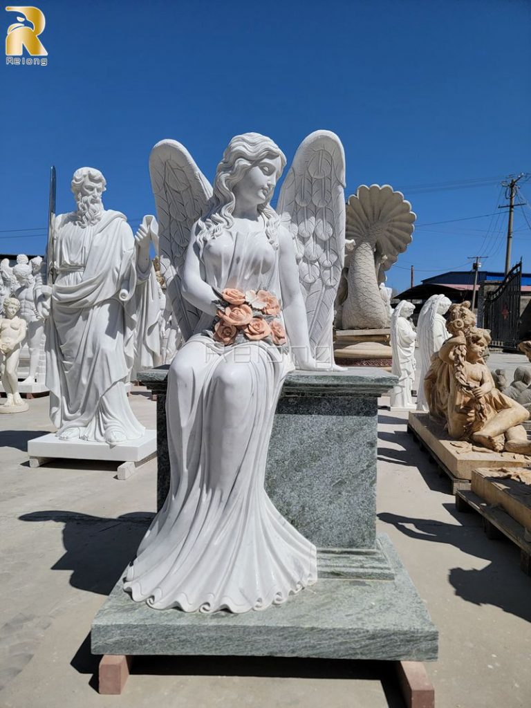 hand carved white marble headstone