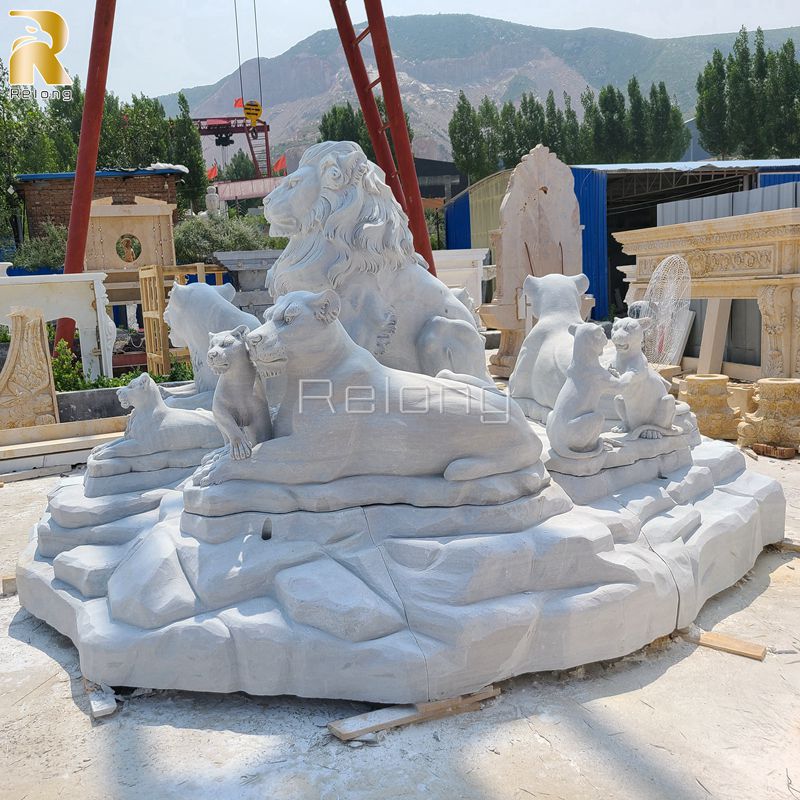 large marble lion statue